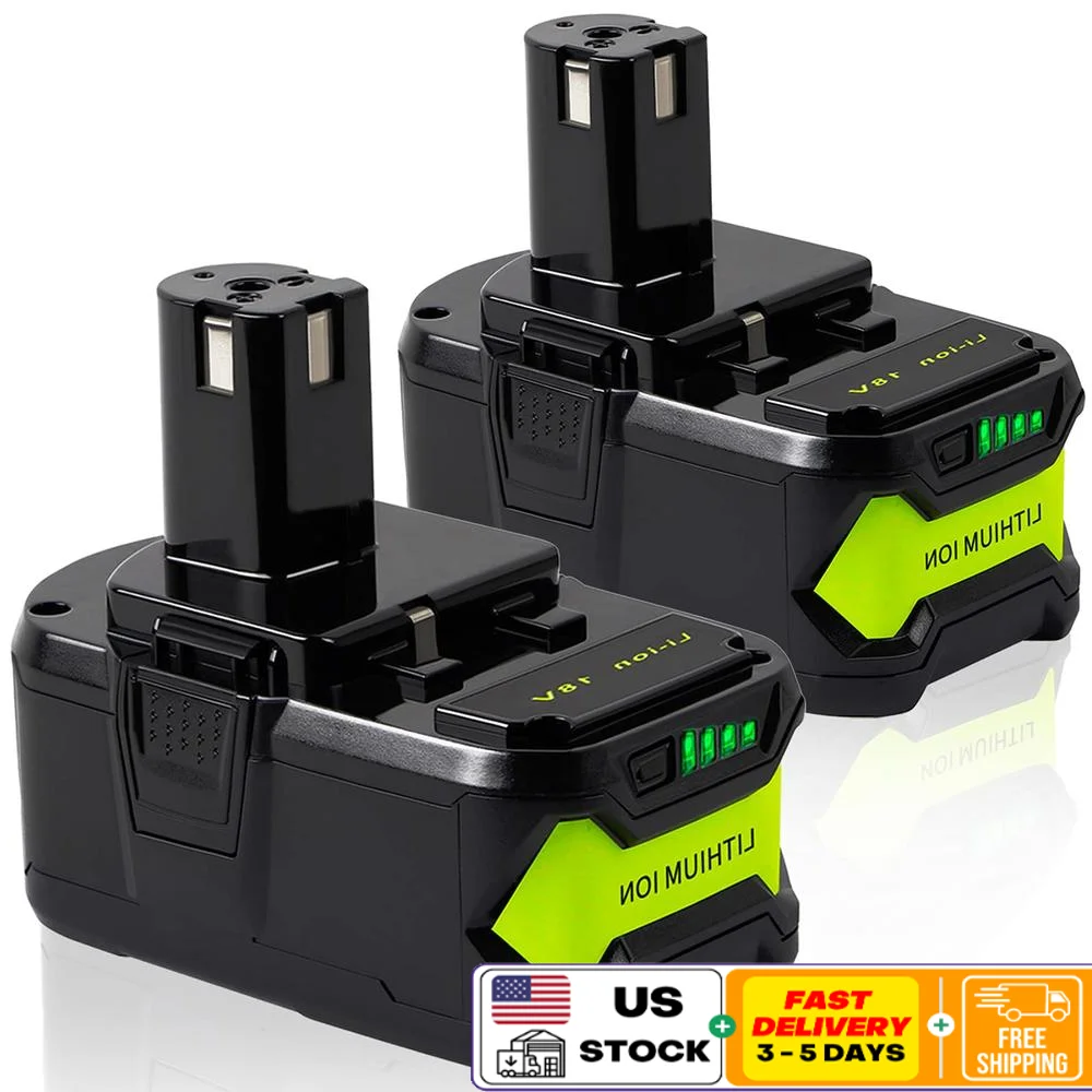 2-Pack 6.0Ah Lithium Replacement Battery Ryobi 18V ONE Cordless Power Tool P108(130429054 Compatible with P102 P103 Rechargeable