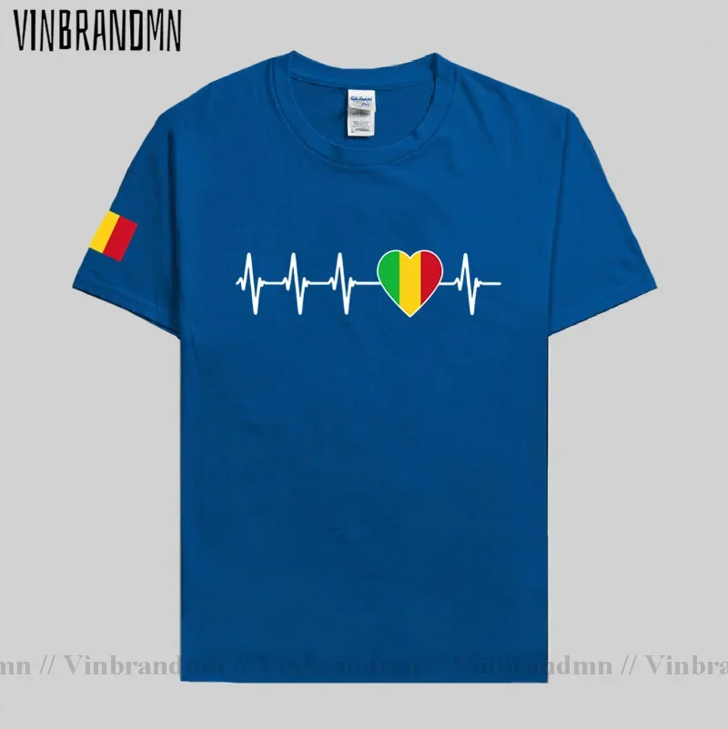 Malian Heartbeat Tshirt I Love Mali Country Flag Heart Family T-shirt Summer Classic 100% Cotton T shirt homme Hot Sale Clothing