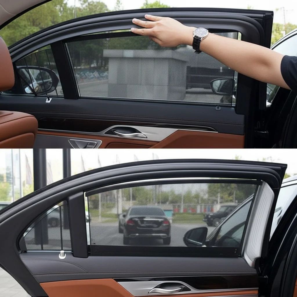 Automatisch Einziehbarer Auto-Fenstervorhang Sonnenschutz Wärmeisolierung Automatisch Einziehbarer Universeller Seitenfenster-Sonnenschutz
