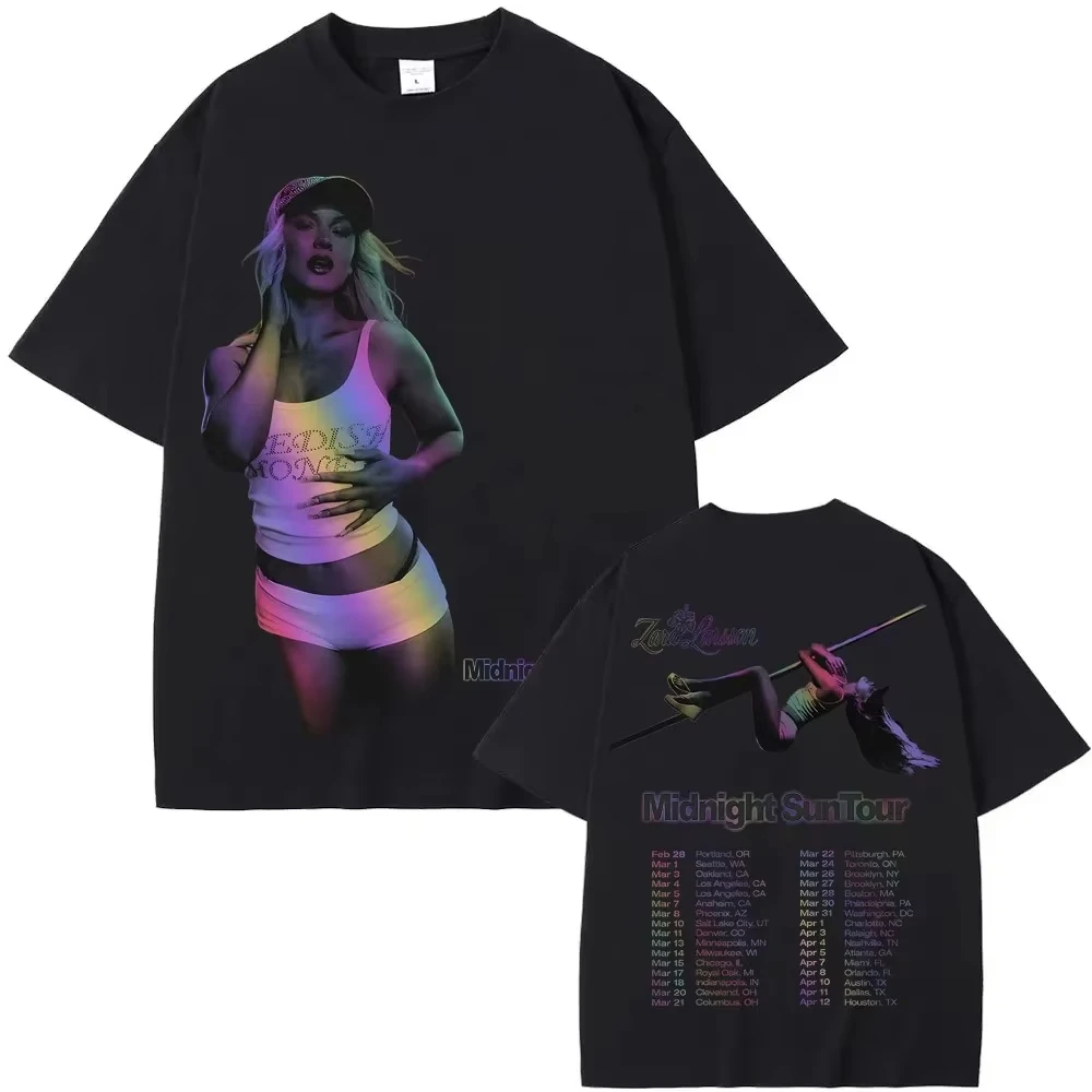 2026 Midnight Sun ZaraLarsson Tour Poster Print T-shirt Men Women Cotton Summer New Tee Streetwear Harajuku Y2K Fashion Top