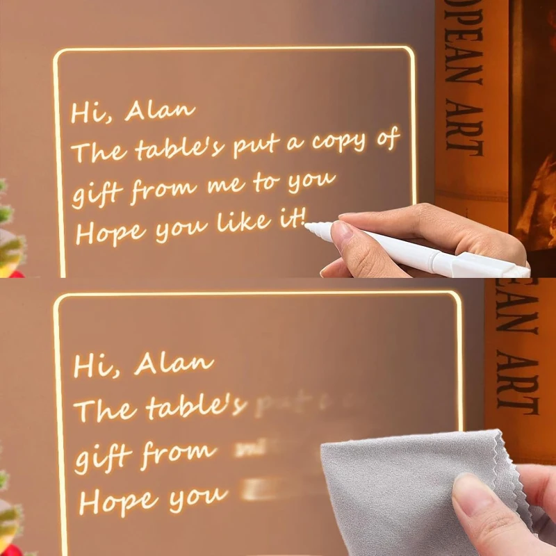 Drawing LED Board with Light, USB Powered Erasable 7 Color Message Note Board for Kids with Markers & Stand, Birthday Xmas Gift