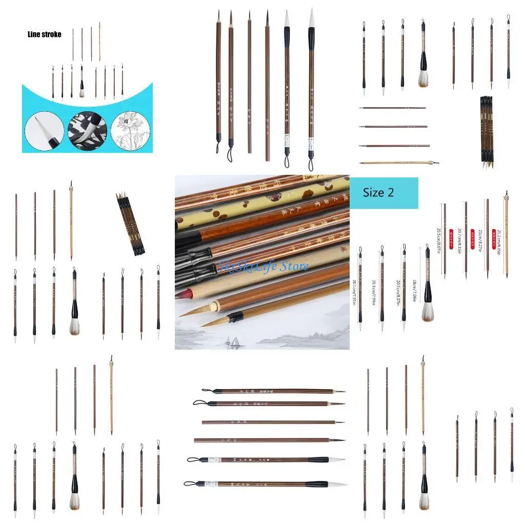 

E65E 6/9/12/16x Japanese Sumi Drawing Brushes Chinese Writing Brushes Art Supplies