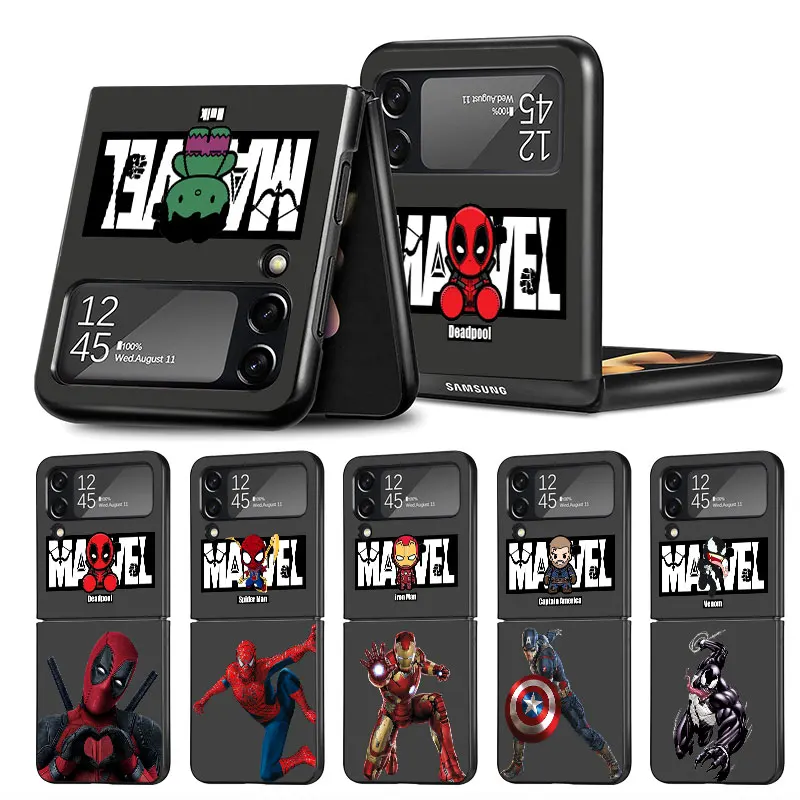 Etui na telefon Samsung Galaxy ZFlip5 Z klapką 3 5G ZFlip Z klapką 4 Flip4 Flip3 zflip Marvel Deadpool Spiderman czarna obudowa