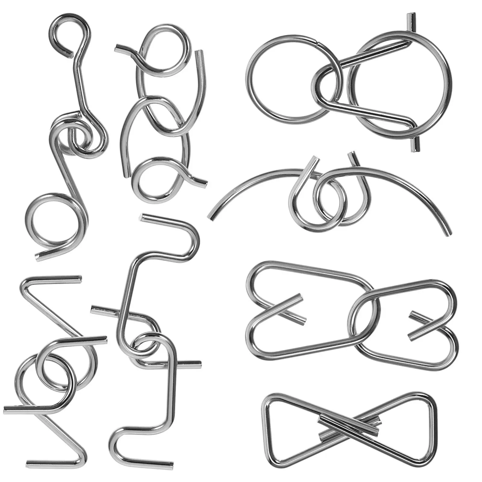 

1Set Interlock Puzzle Game Metal Brain Teaser Educational Logic Train Challenge for Kids Adults Brain Interlock Puzzles