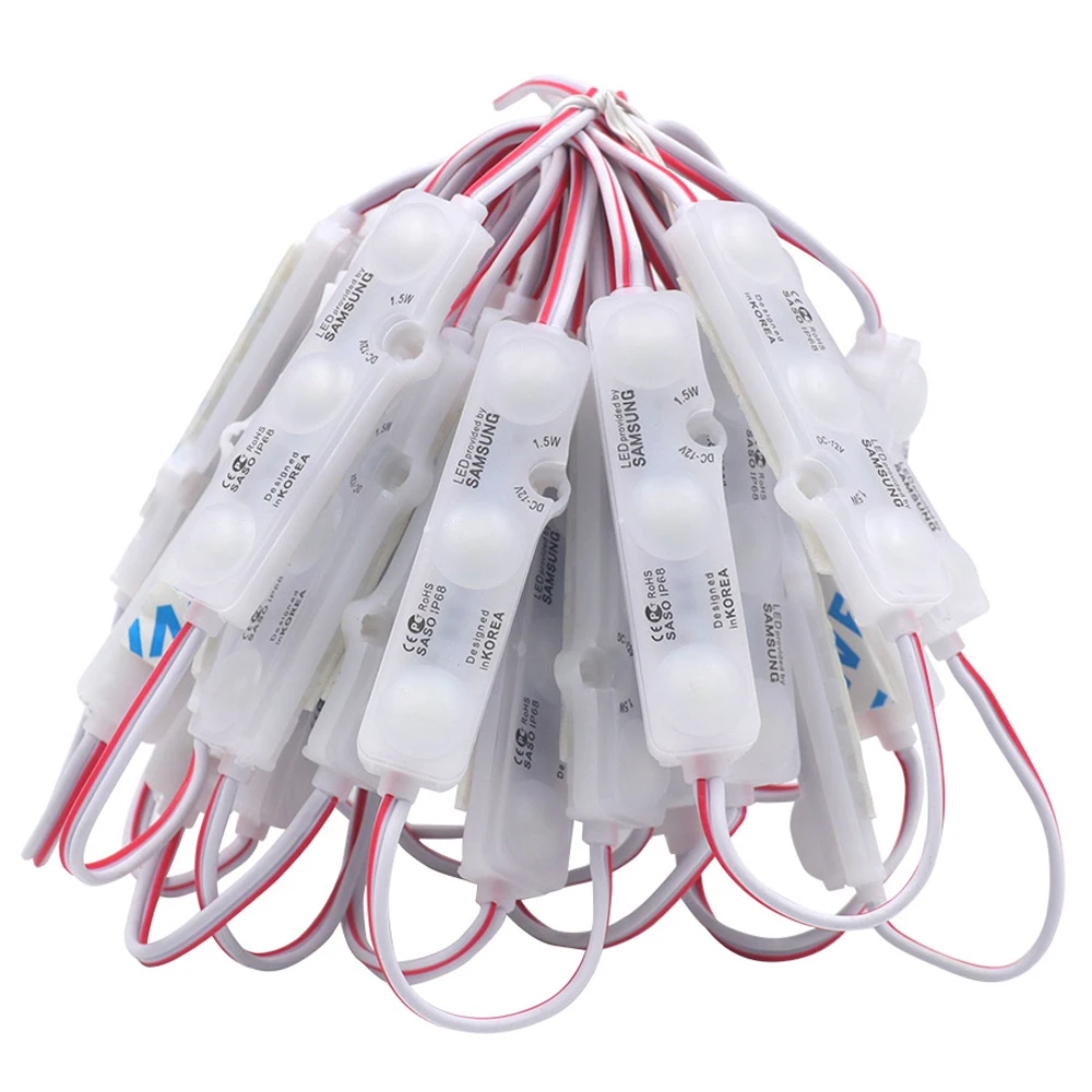 Módulo de luz LED de 12V de CC, 3LED, 1,2 W, superbrillante, diseño publicitario, lámpara de módulo IP68 5630, luz de fondo de señal LED