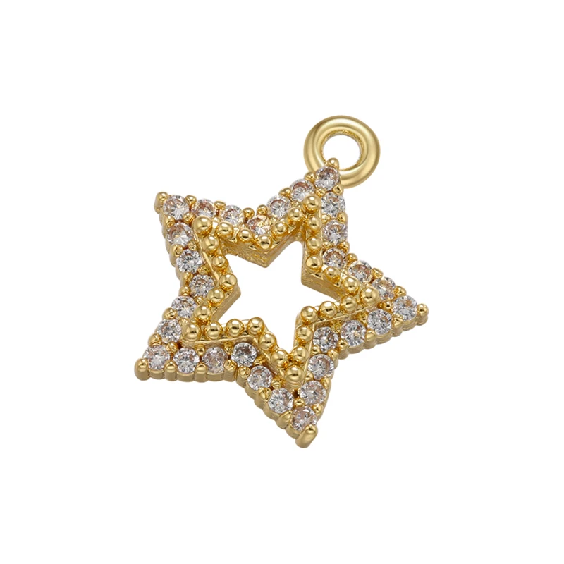 ZHUKOU Star heart Palm Pendant CZ charms for Women Handmade Earring Necklace Jewelry Accessories Supply Wholesale VD1168