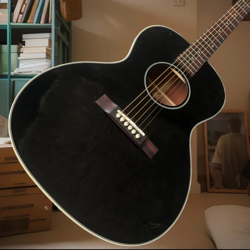 

40-дюймовая акустическая гитара Hot Black L00 с цельной верхней декой из сосны Asperata, 21 струна, нежный звук, классический стиль, бесплатная доставка
