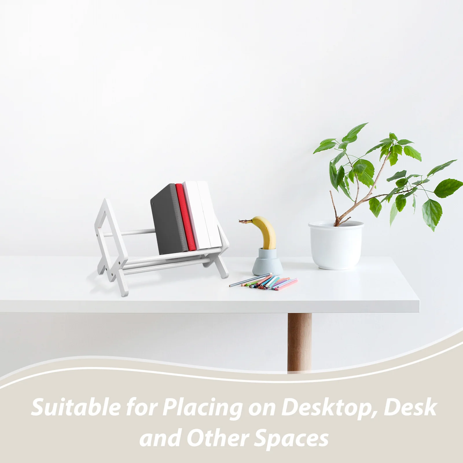 حامل منظم لرف الكتب المكتبي للكتب والمجلات، حامل تخزين بنمط أنيق لرف الدراسة والمكتب والمعيشة