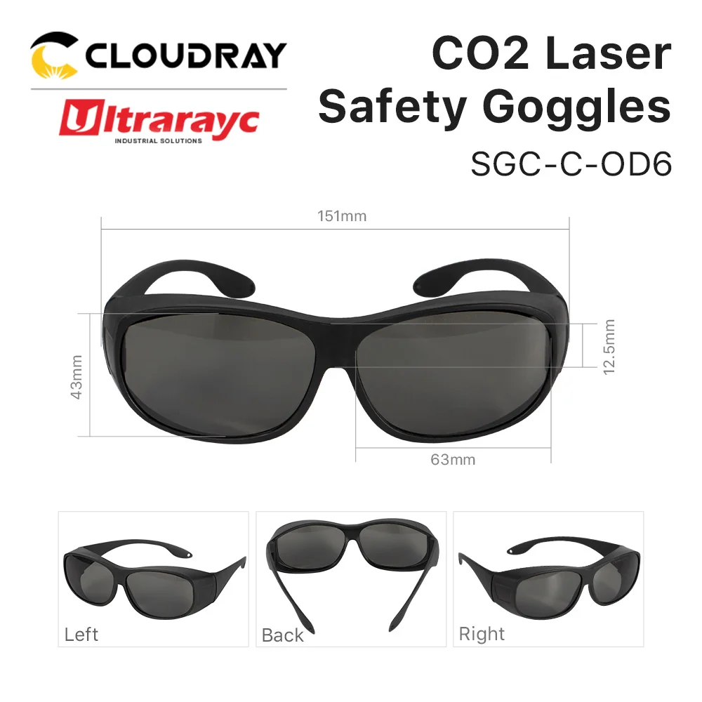 Ultrarayc 10.6um Laser Goggles TypeC Laser Safety Glasses Protection Eyewear Protective Glasses Shield for Co2 Engraving Machine