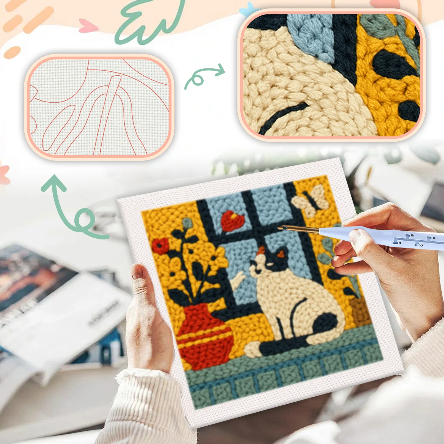 RUOPOTY Framed Colorful Butter - Embroidery Ideas For Bags ulasan dan harga