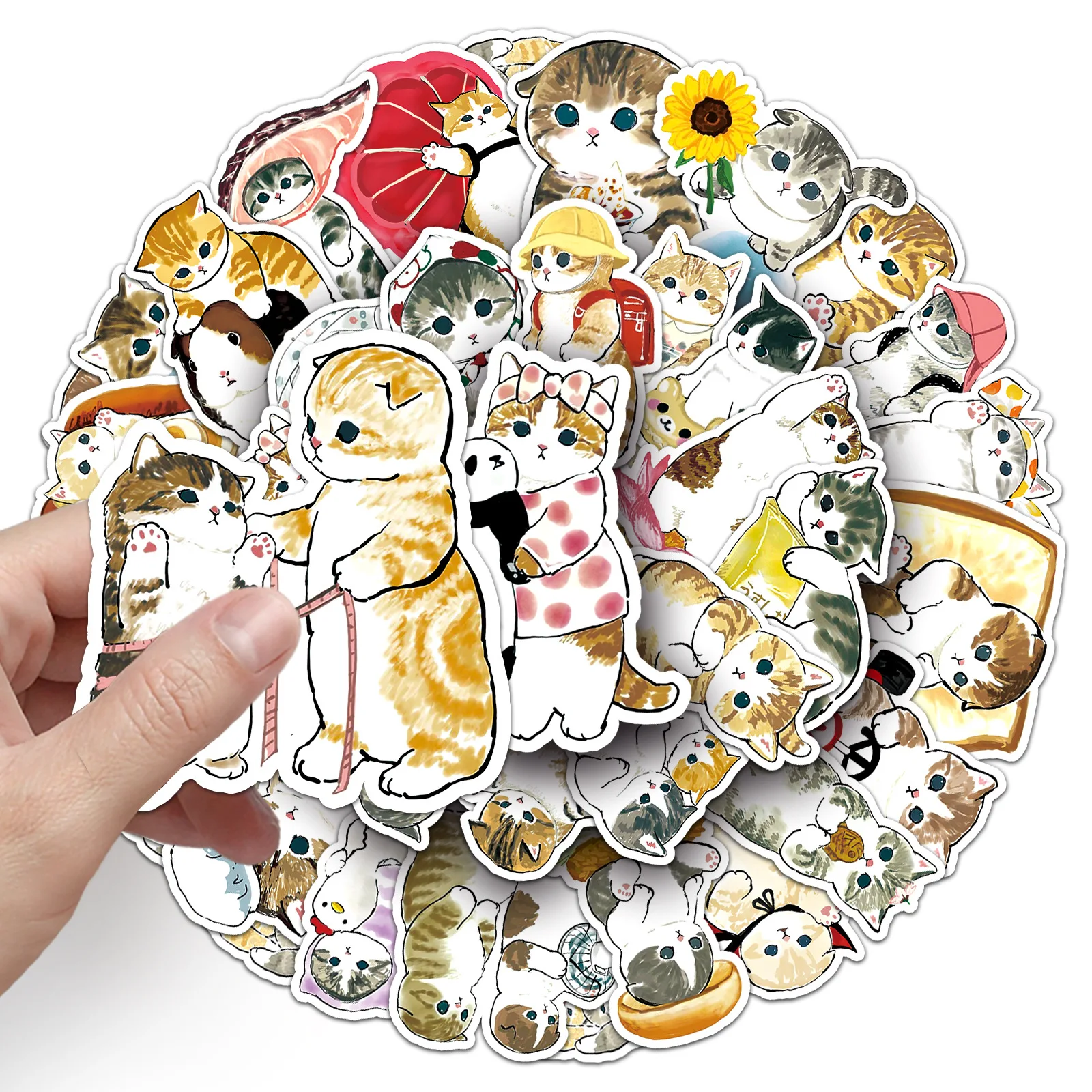 50 Pcs Cartoon Cats Hand Draw Stickers creativo Cute Animal Pets Cat Meme adesivo impermeabile Notebook frigorifero decorazione