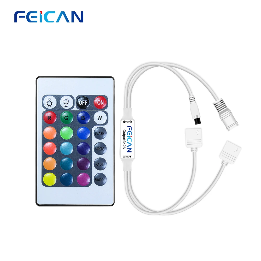 LED Strip RGB Controller DC 12V Mini Controller Switch IR 24Key Remote Controller for 5050 2835 RGB LED Strip Light