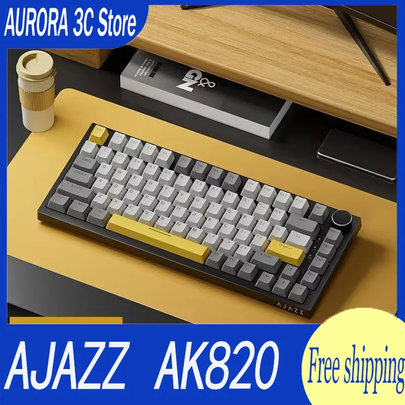 

AJAZZ AK820 Mechanical Keyboard TFT Screen Multifunctional Knob Gaming Keyboard Three Mode RGB Gasket Customized Office Gifts