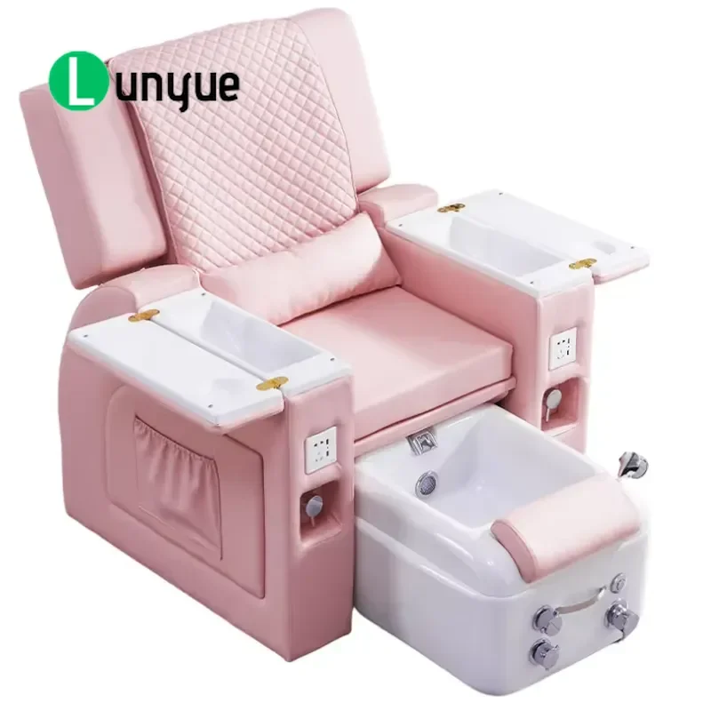 Modern Four Motor Automatic Pedicure Chair Ergonomic High Density Sponge Wood Frame Ductless Manicure Spa Massage Chair for