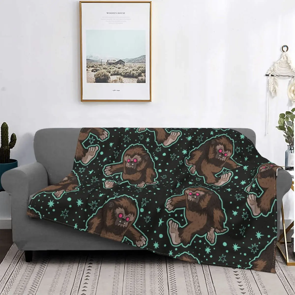 Big Foot Sasquatch Black Cryptid Animal Pattern Blanket Velvet Spring/Autumn Throw Blankets for Bedding Couch Plush Thin Quilt