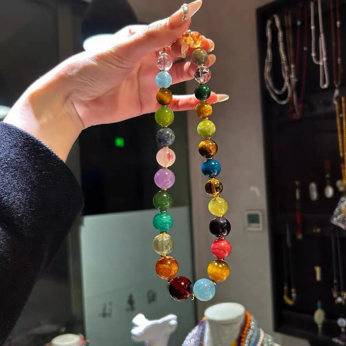 Minar Handmade Candy Color Natural Stone Crystal Semi-precious Stones Beaded Necklace for Women Real Gold Plated Copper Chain