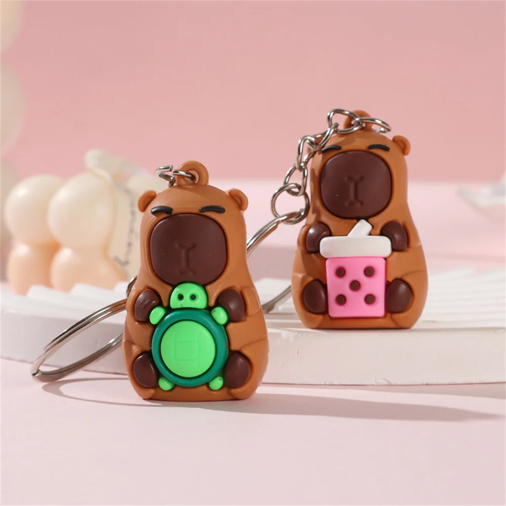 Cartoon Capibala Keychain Soft Silicone Capybara Pendant Car Backpack Pendant Keychain Christmas Gift