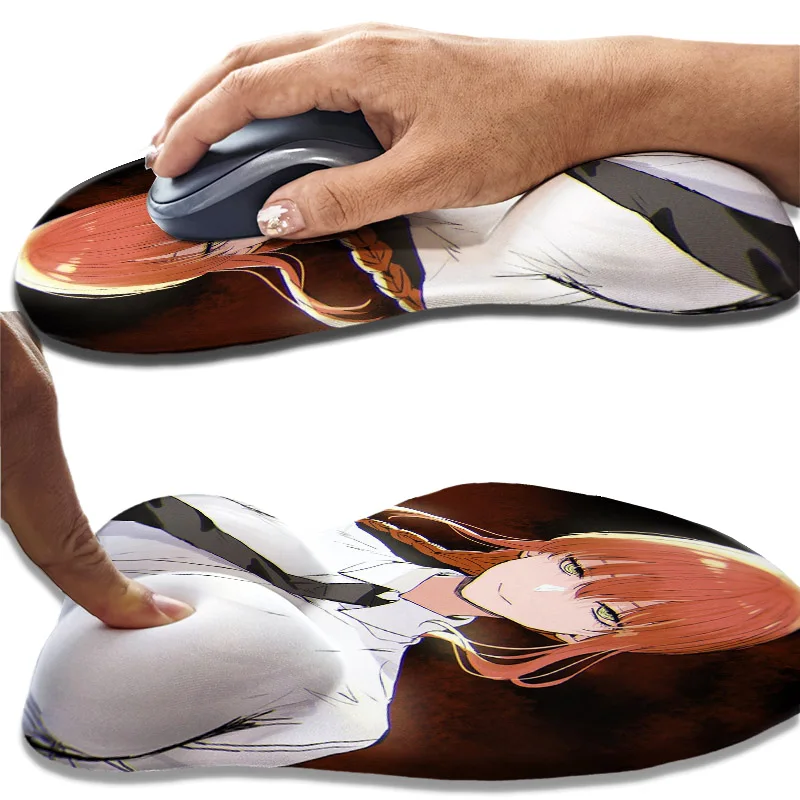 

Reze Power Makima Бензопила Человек Девушка Грудь 3D Силиконовая подставка для запястий Коврик для мыши Сиськи Настольный коврик Использование эргономичного игрового коврика