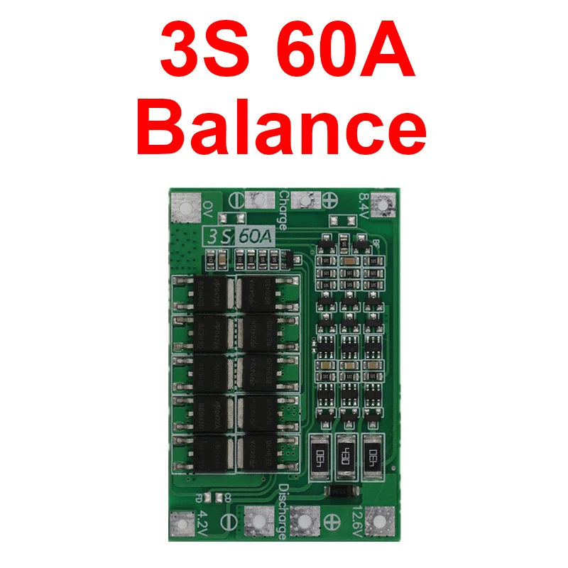 3S 4S 40A 60A Li-ion Lithium Battery Charger Protection Board 18650 BMS For Drill Motor 11.1V 12.6V/14.8V 16.8V Enhance Balance