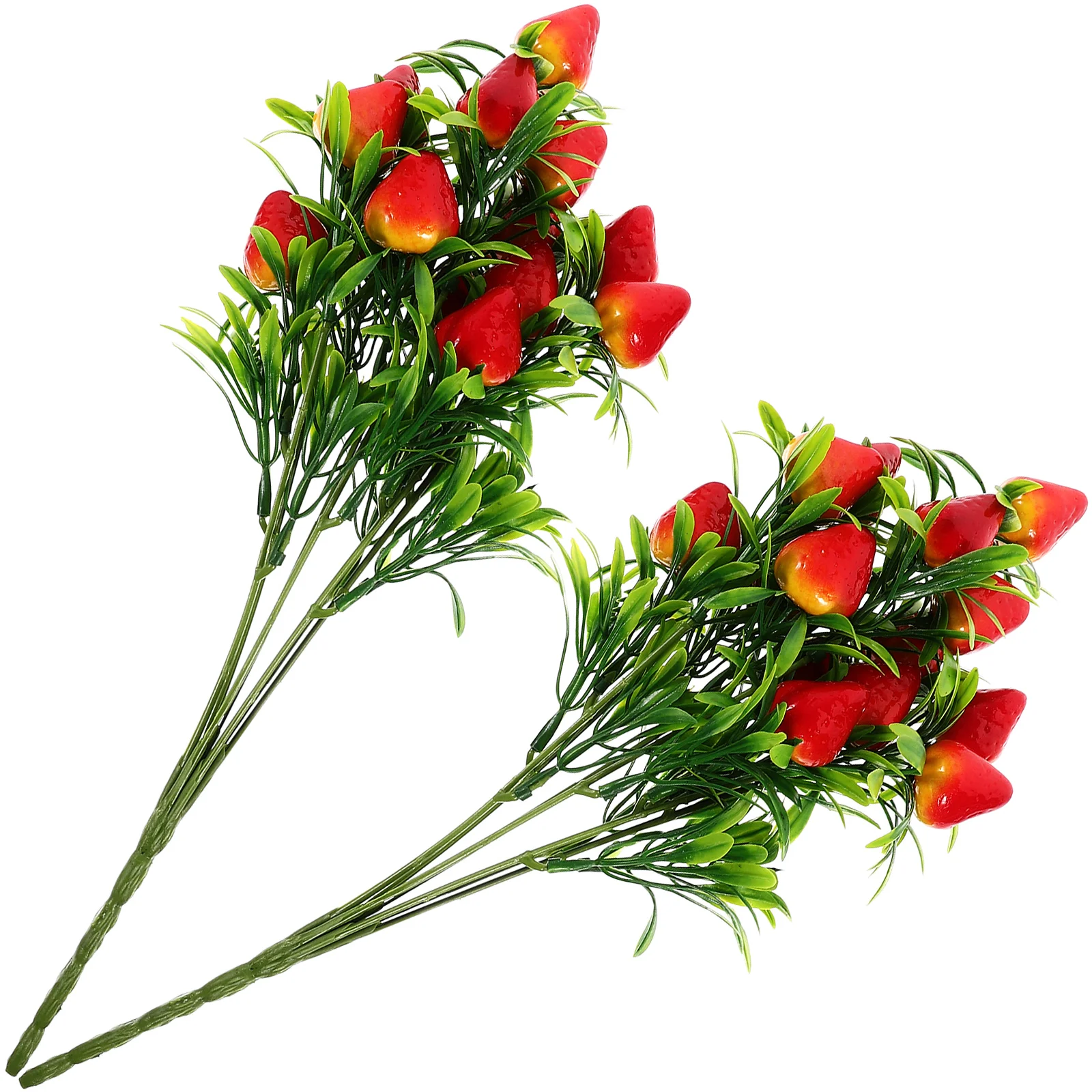

2 Pcs Simulated Strawberry Fruit Bouquet Branches Flower Vase Adorn Pvc Festival Accessory Artificial Bride Pink Flowers