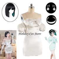 Sua Cosplay Costume Wig Anime Performance Clothes Earrings Prop Green Black Hair For Women Halloween Party Role play Costume