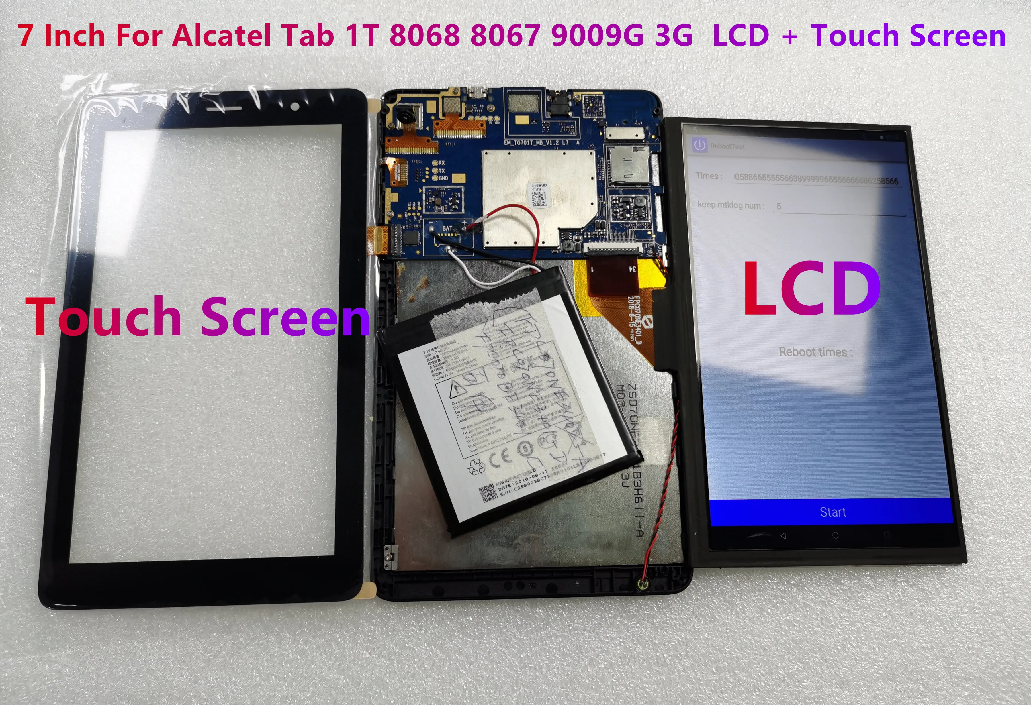 New 7.0'' Inch For Alcatel Tab 1T 8068 8067 9009G 3G Pixi Kid 8068 FPC070NE3401_D LCD Display +Touch Screen Assembly 100% Tested