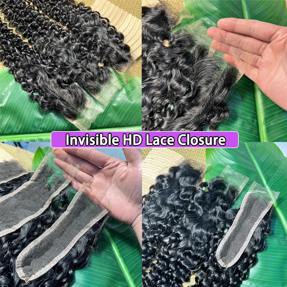 عميق مجعد 2x6 HD الدانتيل إغلاق غير مرئية قبل قطعها ابيض عقدة الدانتيل اللون الطبيعي غير المجهزة 100% الخام شعر بشري لعذراء