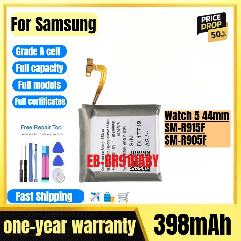 EB-BR910ABY for Samsung Watch 5 44mm/SM-R915F/SM-R905F Watch Battery High Quality  Replacement Bateria Grade A Cell with Tools