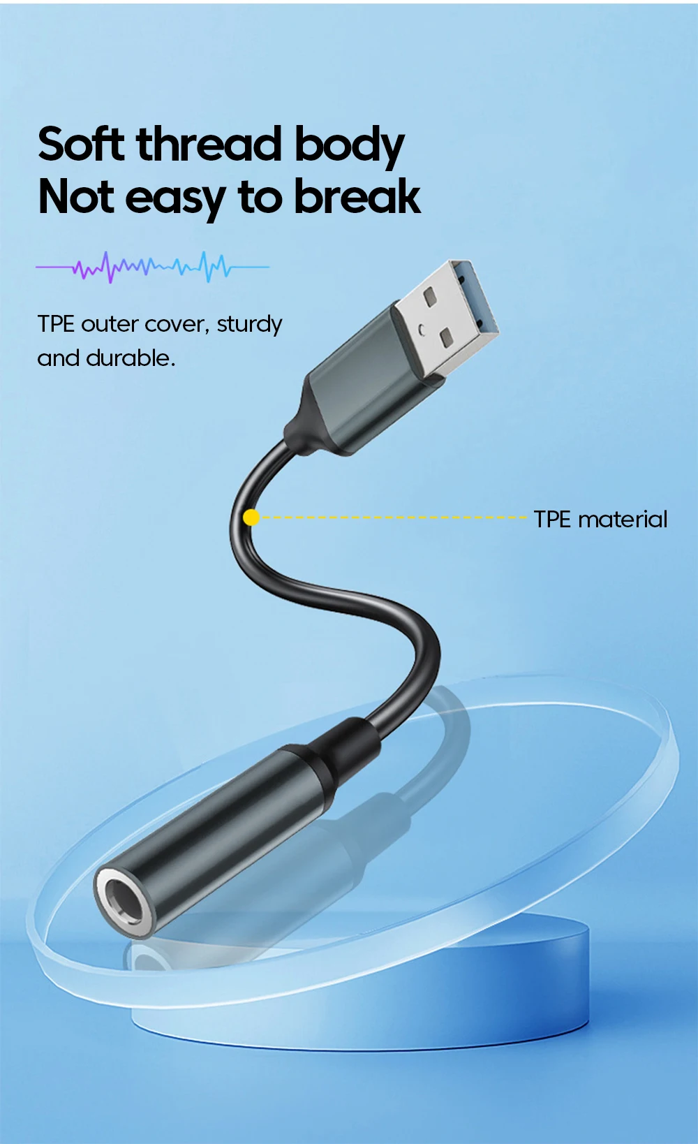 USB auf 3,5 mm Audio-Adapter, externe Soundkarte, USB-Stecker auf 3, 5 Klinke, Aux-Buchse, Headset-Mikrofon, Lautsprecher-Konverter für PC, Laptop, PS5 4 – Detail 7
