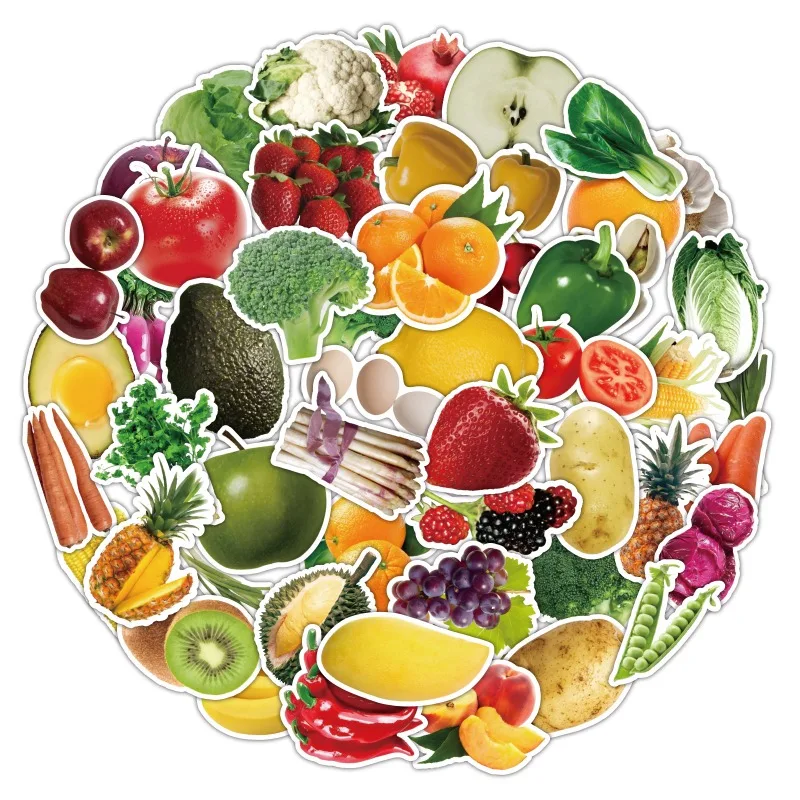 50pcs 만화 귀여운 과일과 야채 맞춤형 낙서 장식 스티커