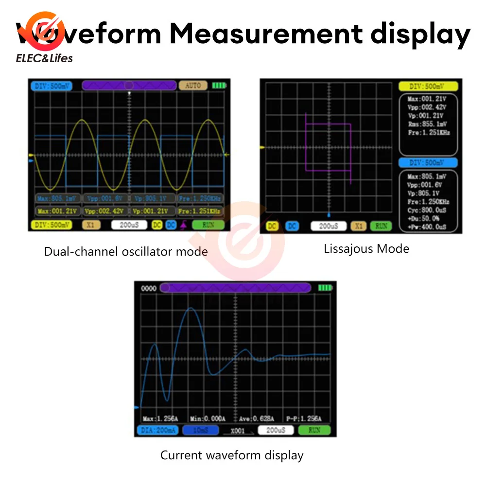 3.2 Inch LCD Dual Channel Handheld Small Portable Digital Oscilloscope Portable Analog Bandwidth 10MHZ 20K Storage Depth