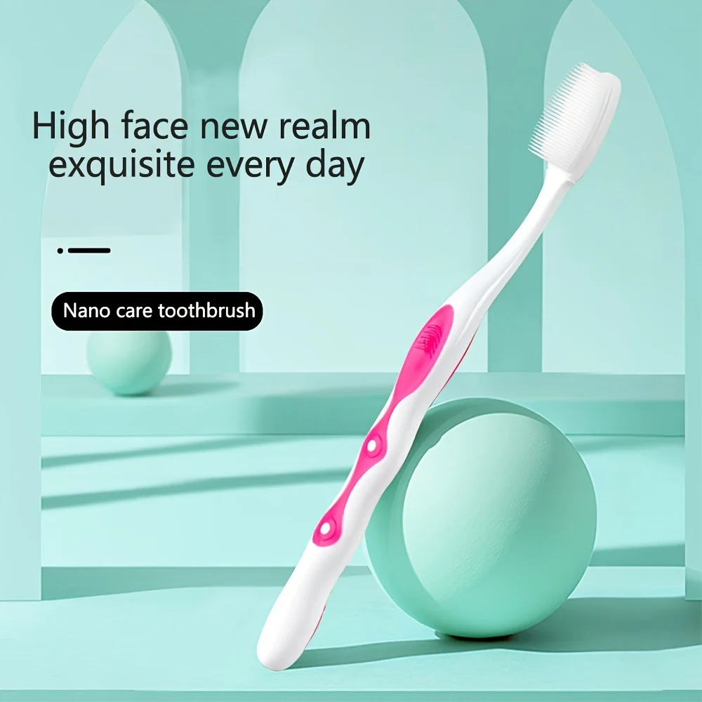 Nano Bristle Toothbrush Home Advanced Medium Bristle Wide Head Cleaning and Gingival Protection Toothbrush 1Pcs Random Color