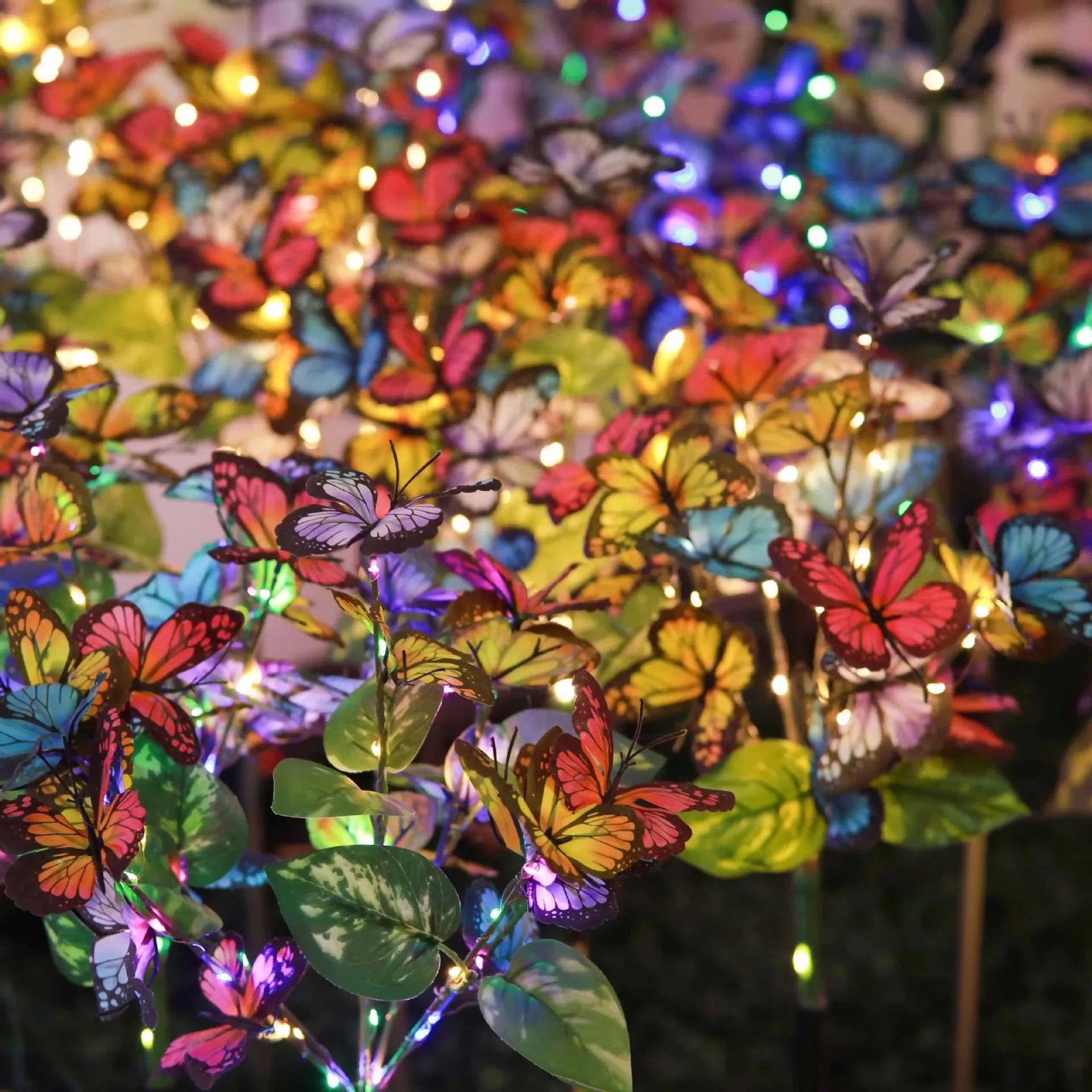 1pc Outdoor Solar Lawn Lamp Artificial Butterfly Sunflower Solar Garden Ground Lights Camping Wedding Party Atmosphere Decor