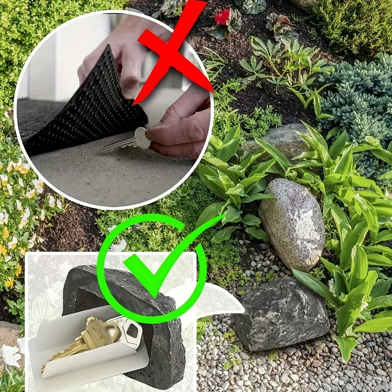 Creative Simulation Hide Keys In Stone Safety Storage Box Outdoor Garden Hidden Fake Rock Shape For Home RV Spare Key Safe