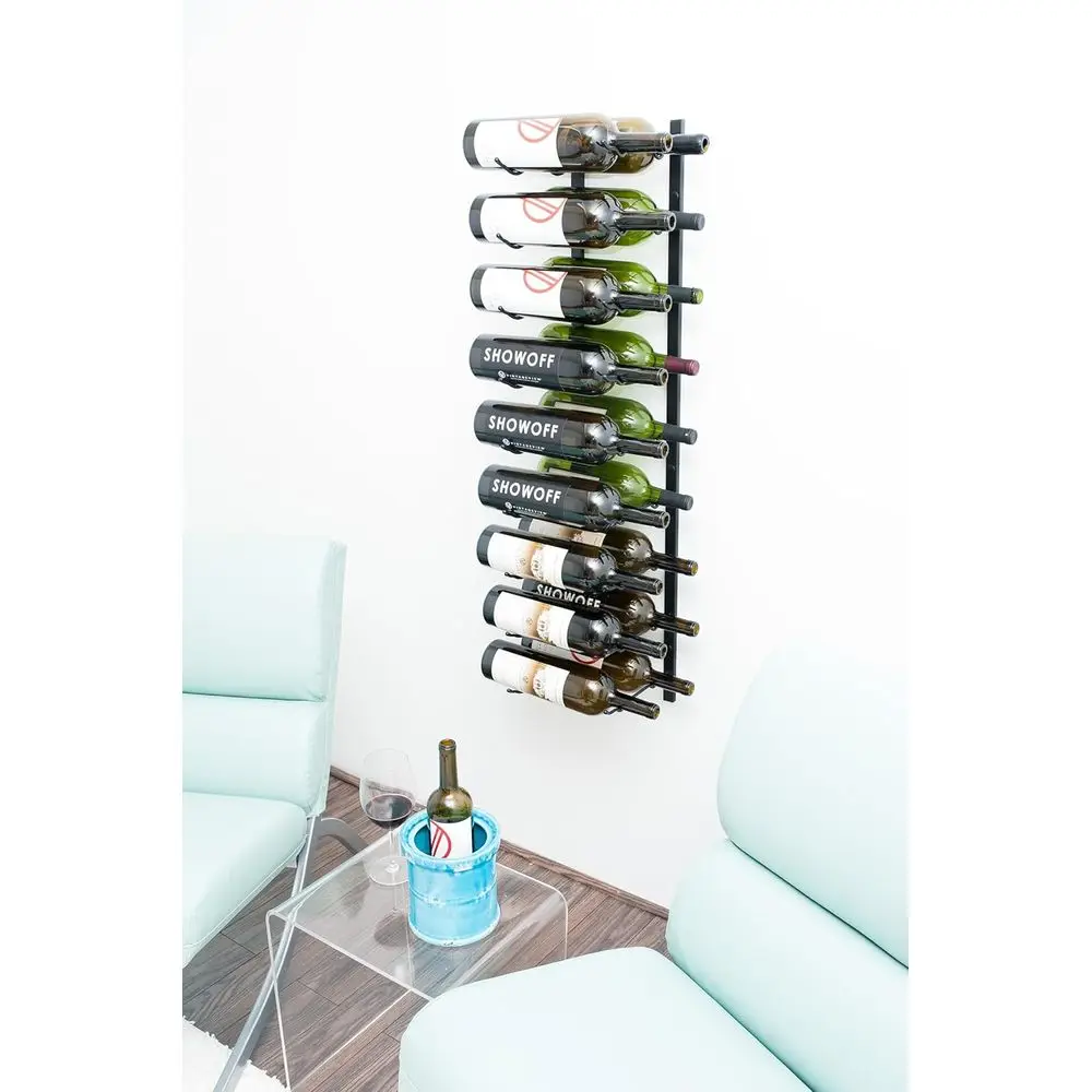 Mag Rack Wall Mounted Bottle Rack Magnum Champagne Storage Brushed Nickel Double Depth 18 Bottles