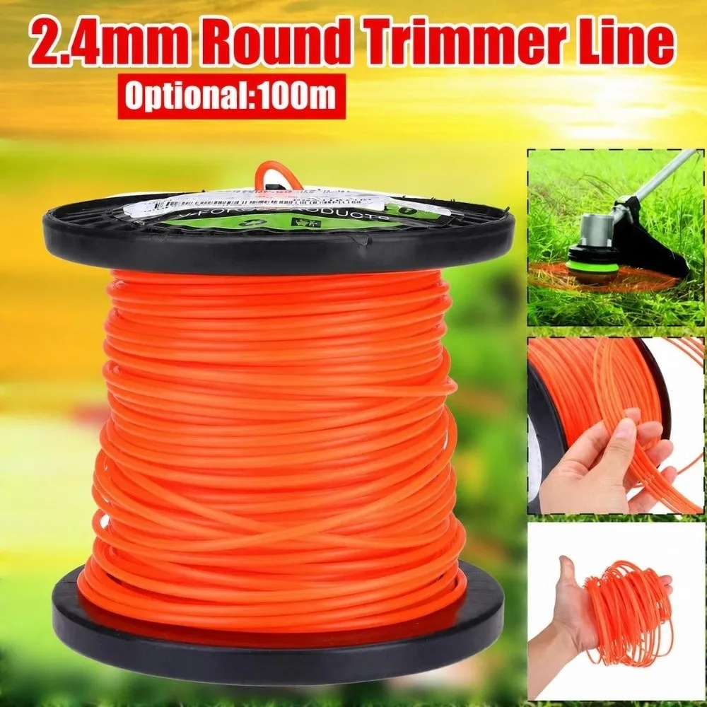 2.4mm Nylon Trimmer Line 100M High Tensile Brush Cutter Rope Round Line Wear Resistant Mower Head Accessory Garden Use