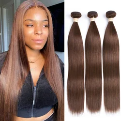 Chocolate Brown Straight Human Hair Bundles 1/3/4 pieces 10A 10--32inch Remy Brazilian Straight Human Hair Extension For Women