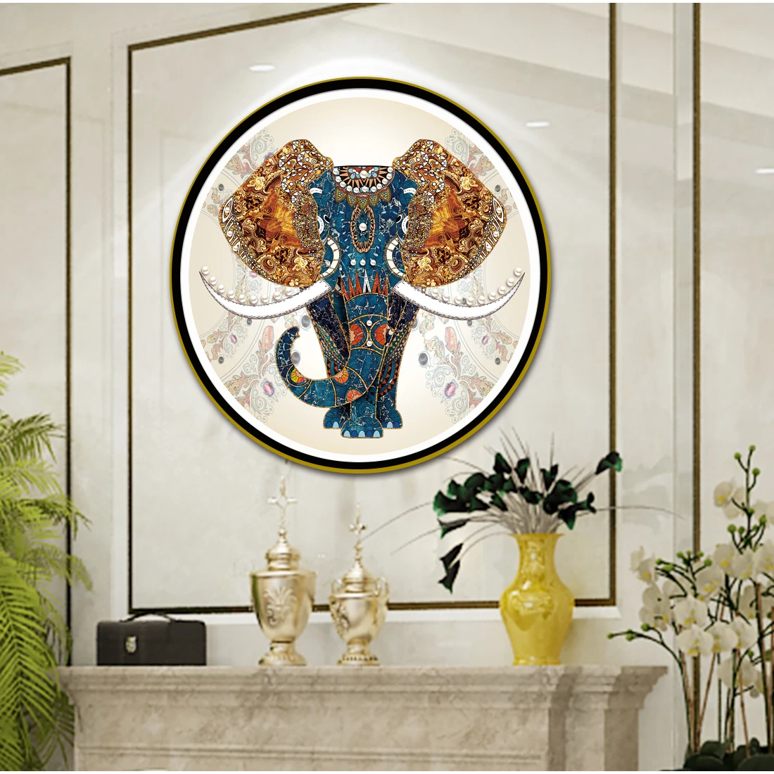 Animal Northern Europe Elephant Cross Stitch DIY Kits 11CT 9CT New Handicraft Embroidered Home Circular Decorative Painting