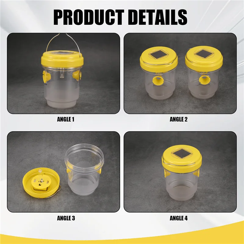 BAAG-2-Pack Solar-Wespenfalle zum Aufhängen im Freien, Wasp Cather zum Aufhängen mit Licht für gelbe Jacken, Hornissen, Biene und Wappenfallen