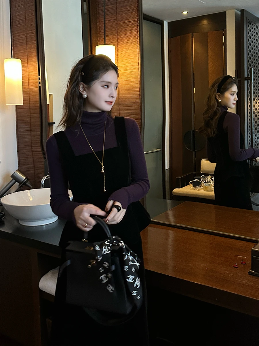 

Комплект из бархатной юбки и топа Ele Velvet LZY Zhin: осенне-зимний универсальный комплект для женщин с эффектом стройности