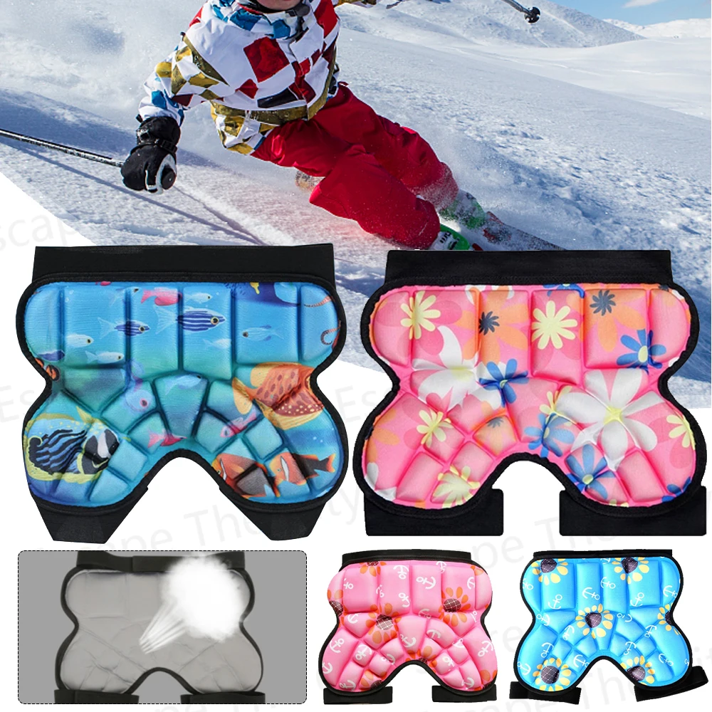 Kids Snowboard Padded Pant Thickened 3D Padded Hip Protective Short Shock Absorbing Adjustable Skateboard Butt Pad for Skating