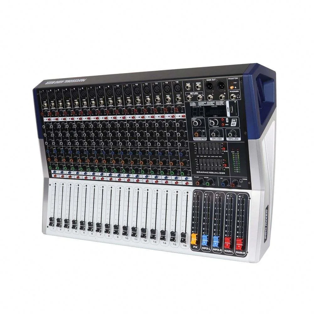 Professional 16 Channel Mixing Console with 99 Dsp Effects for Stage Performance KTV Mixing Powered Mixer with Amplifier