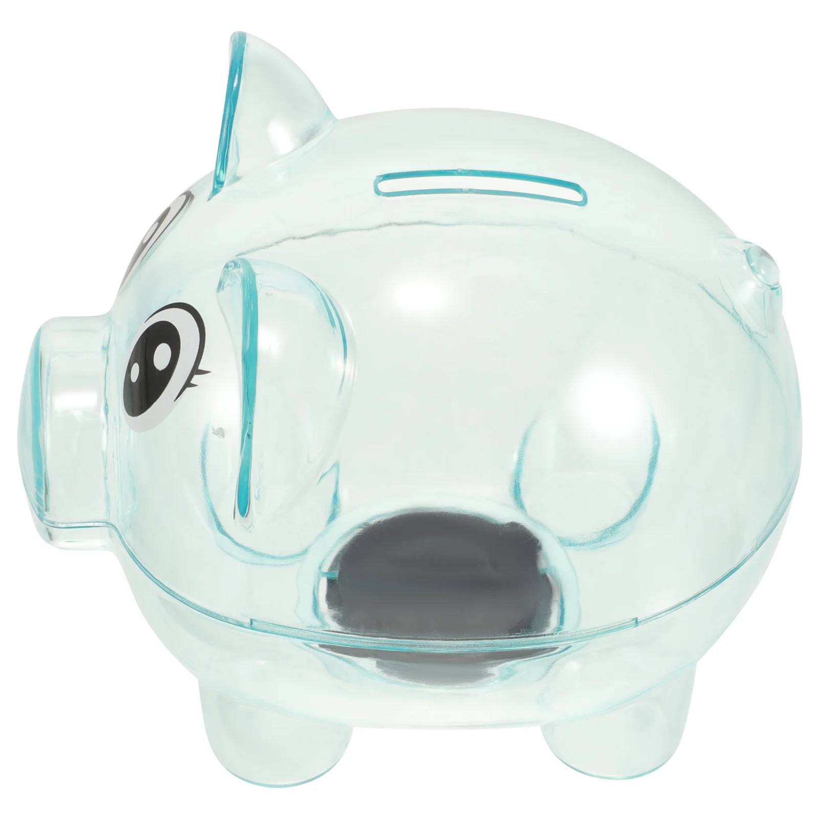 Piggy Bank Plastic Transparent Money Saving Box Coins Cartoon Pig Shaped Piggies Bank Coin Case for Kids Gift(Blue)