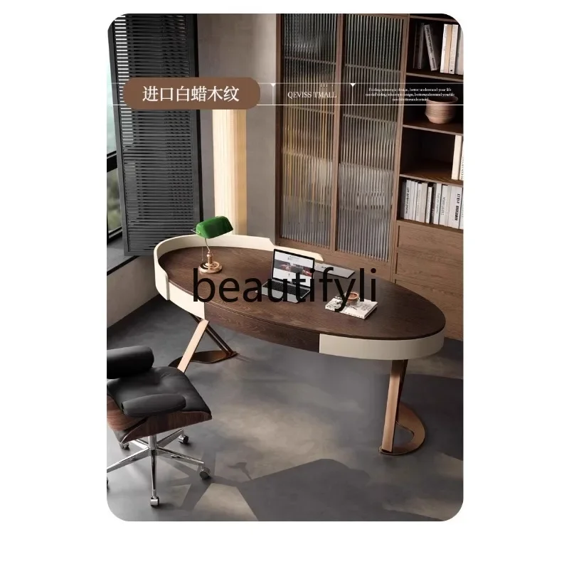 

1184Итальянский минималистичный письменный стол из орехового дерева, офисный стол, высококачественный дизайнерский верстак