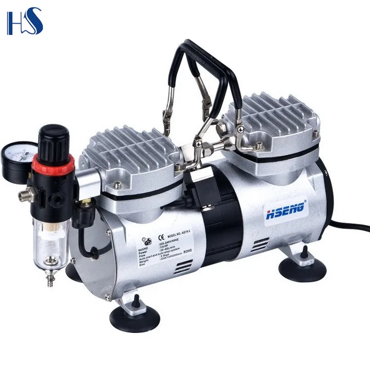 AS19 Air Compressor 2 Head TWO cylinder Airbrush Pump Airbrush Machine