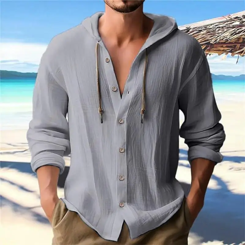 

Men's Cotton Linen Sports Long Sve irt Cool Feeling Lightweight Thin Material Comfortable T-irt for Men Spring Season