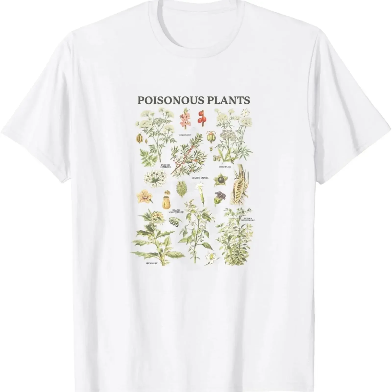 Poisonous Plants Identification Chart T Shirt vintage Washed streetwear Soft fashion designer clothes Stretched homme Casual