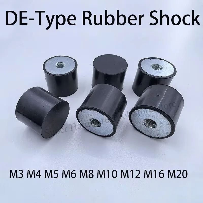 1-10Pcs DE-Type M3 M4 M5 M6 M8 M10 M12 M16 M20 Rubber Shock Absorber Single Thread Female-End Isolation Mount Damper Dia 8-150mm