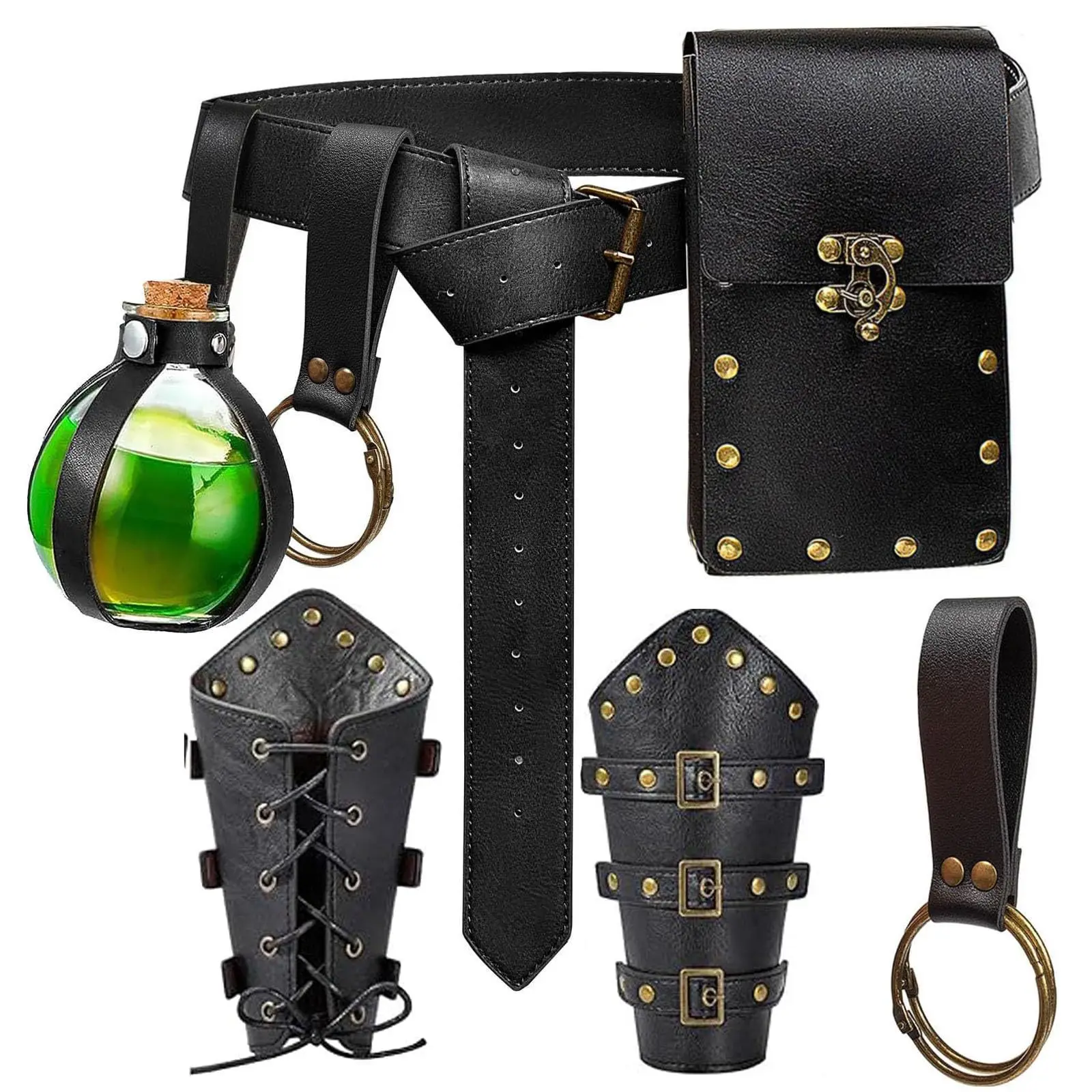 Medieval Vintage Leather Waist Pouch Knight RolePlaying Party Prop