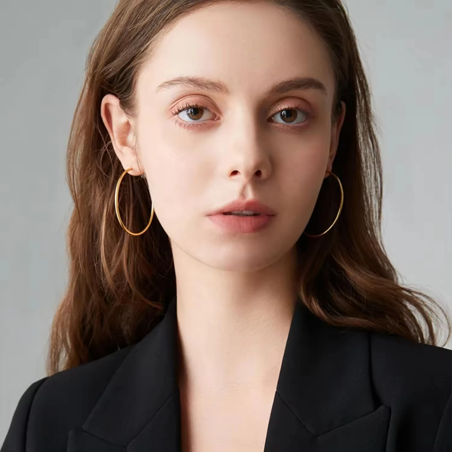 Large Golden Earrings Hoops for Women, Stainless Steel DIY Jewelry Accessories, Handcrafted , Pendants, Circular Ear Studs,